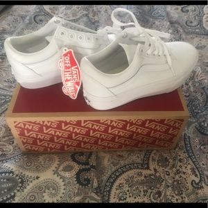 Old Skool Platform Vans all white NWT